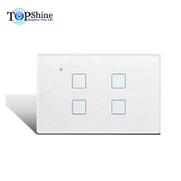 Interrupteur tactile 4 voies Topshine compatible Alexa et Google Home, 120mm*72mm, contrôle WiFi via l'application Tuya
