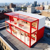 Maisons préfabriquées modulaires portables, rues commerciales, magasins mobiles à deux étages, cafés, magasins mobiles