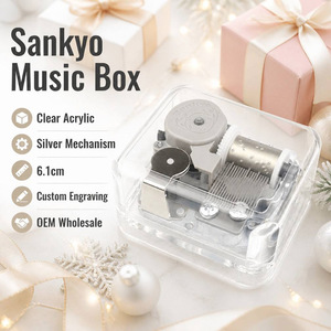 Caja <span class=keywords><strong>de</strong></span> Música Acrílica Sankyo Transparente con Cuatro Mecanismos en Colores Dorado, Cobre y Plateado, Regalo <span class=keywords><strong>de</strong></span> Navidad con Grabado Personalizado <span class=keywords><strong>para</strong></span> Ella, Mini - Product Image 1