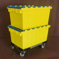 Boîte de rangement en plastique robuste, recyclable, empilable et emboîtable avec couvercle intégré