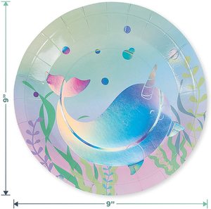 Platos de Papel Azules Narwhal, Platos y Servilletas Desechables de Papel, Decoración para Fiestas Infantiles y Picnics - Product Image 4