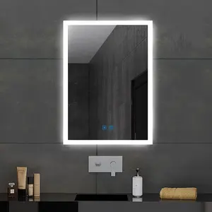מואר LED עם תאורה אחורית אור מראה בחדר אמבטיה עם מגע חיישן מתג בקרת Demister