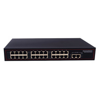 10/100/1000Mbps Gigabit 260W IEEE802.3AT 24 Port POE Switch dengan 2 RJ45 Uplink Build-in Power