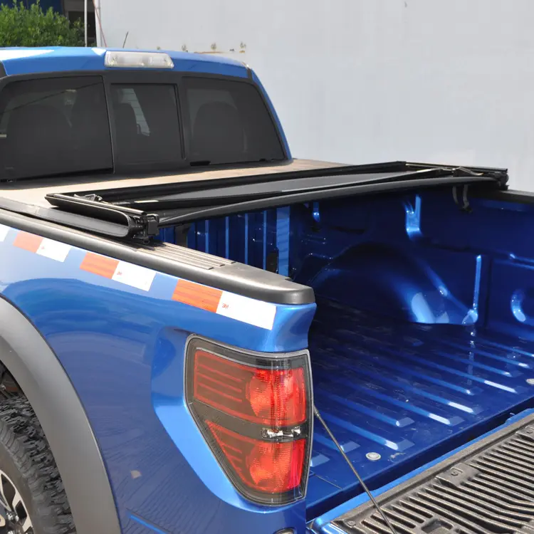 Kustom Truk Vinil Lembut Tri Lipat Tonneau Cover untuk 09-14 Ford F150 5.5 6.5ft Truck Bed Cover Tonneau