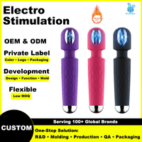 Vibrateur à baguette chauffant et à électrostimulation, 20 fréquences, 8 vitesses, rechargeable, vente en gros, fabricant OEM, marque privée