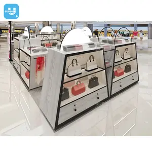 Custom Led Lighting Bag Display Shelf Boutique Supplies Fashionable Shopping Mall Handbags Kiosk Design for Trendy Lady Bags