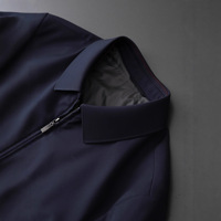Blouson Bomber Décontracté à Col Rabattu pour Homme 2026 – Qualité Supérieure, Style Hiver Bleu Foncé, Fermeture Éclair, Idéal pour Hommes d'Âge Moyen