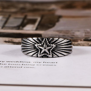 Retro Titanium Steel Five Pointed Star <b>Ring</b> Unisex Fashion Jewelry Gift Accessory SA961 - Product Image 3