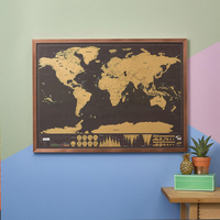Mapa Rascable de Lujo para Marcar los Países Visitados, Póster Decorativo para Sala de Estar, Mural de Papel Recubierto de Cartón, Tamaño Personalizado