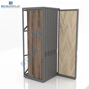 Supplier Customized Pull Push Vinyl Wood Flooring Timber Ceramic Tile Stone Sample Display Stand Double Side Sliding Metal Racks