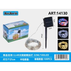 22M 100LED luci di rame solare decorazione esterna impermeabile giardino 8 modalità di illuminazione telecomando PVC corpo lampada IP65 - Product Image 1