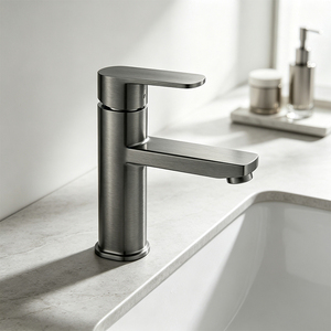 Robinet de lavabo moderne à poignée unique, à poser sur le comptoir, en or, eau chaude et froide, en acier inoxydable SUS304 - Product Image 2