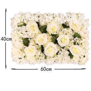 Toile de fond de fleurs artificielles bon marché 60*40cm, vente en gros, fleurs artificielles blanches crème pour la décoration d'événements de mariage - Product Image 5