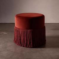 Pouf de luxe moderne en velours avec pompons et franges, couleur dégradée, pour salon, chambre, hôpital, entrepôt