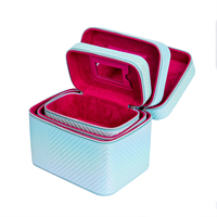 Kotak Penyimpanan Makeup Kulit PU Anti Air Berlapis 3D Embossed KONCAI Custom, Tas Rias Harian, Kotak Perhiasan