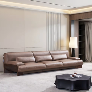 Ensemble de lit d'angle en cuir véritable réglable et rétractable au design moderne, multifonctionnel pour appartement - Product Image 1
