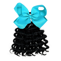 Attache-cheveux pour filles avec extension de queue de cheval bouclée, nœud en ruban, perruque queue de cheval, élastiques colorés pour cheveux, cadeau