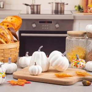 Mini citrouilles artificielles pour la récolte d'automne, petites citrouilles blanches factices pour la décoration de la maison, Halloween, Thanksgiving, fête - Product Image 3