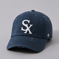 Gorra de Béisbol de 6 Paneles de Sarga de Algodón de Lujo con Logotipo Personalizado OEM y ODM, con Bordado Aplicado