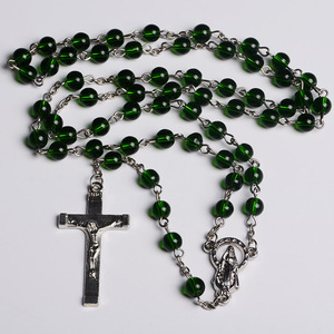 Collar con cuentas de cristal verde <span class=keywords><strong>oscuro</strong></span>, venta al por mayor, fábrica de Yiwu - Product Image 1