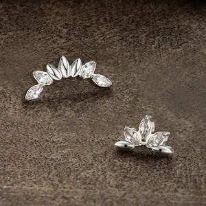 Giometal Gemmed Tiara End Implante Titanio Threadless Triple Marquise Dermal Body Jewelry Helix Labret Oreja Piercing Cartílago - Product Image 2