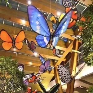 Hoge Kwaliteit Luxe Winkelcentrum Gigantische Kunstmatige Opknoping Grote <span class=keywords><strong>Led</strong></span> Vliegende Vlinder Decoratie Bruiloft Evenement Etalage - Product Image 1