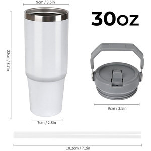Custom logo 30 oz Travel Coffee <b>Mug</b> Stainless Steel 30oz Thermal 30oz Cup Flip Straw Tumbler with Handle - Product Image 2