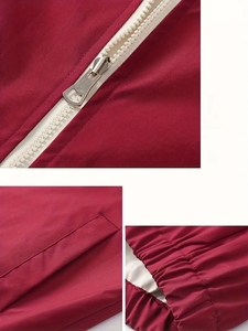 เสื้อแจ็คเก็ตโพลีเอสเตอร์แบบย้อนกลับคอตั้งสไตล์กีฬาผ้าบล็อกสีไม่ยืดมีซิปทรงหลวม - Product Image 6