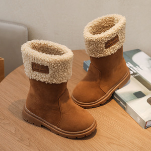 Chaussures d'hiver pour enfants à la mode coréenne, chaussures en daim pour princesses, bottes de neige longues douces et chaudes pour bébés filles - Product Image 2