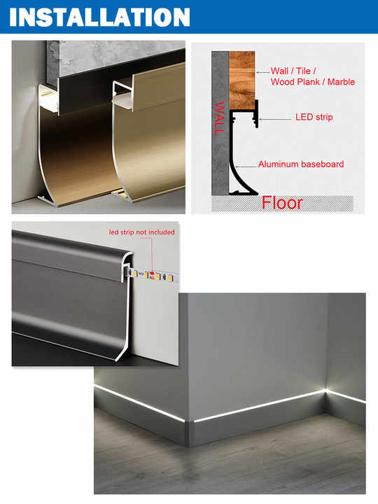 Foshan Metal Linear Aluminium Side Wall Recessed Mounted Skirting LED ...