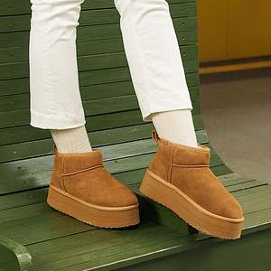 Confortable mode femmes classique hiver <span class=keywords><strong>daim</strong></span> en cuir véritable cheville bottes de neige Mini plate-forme plat anti-dérapant bottes - Product Image 6