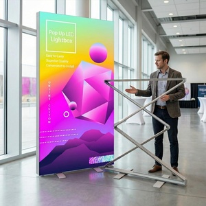 Custom Double Sided Backlit <b>Banner</b> <b>Stand</b> Folding Pop up LED Fabric Lightbox SEG Light Box Display for Trade Show Backdrop Booth - Product Image 1