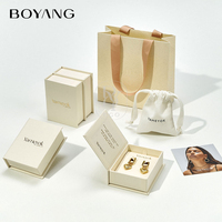 Boîtes à bijoux personnalisées avec logo imprimé, recyclables, en forme de livre, pour boucles d'oreilles, colliers, avec pochette