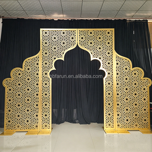 Panel <span class=keywords><strong>de</strong></span> Fondo Arqueado Blanco Moderno con Diseño Nuevo <span class=keywords><strong>de</strong></span> Fábrica FURUN, Marco <span class=keywords><strong>de</strong></span> Flores Talladas, Pantalla Metálica para Decoración <span class=keywords><strong>de</strong></span> Eventos y Bodas - Product Image 4