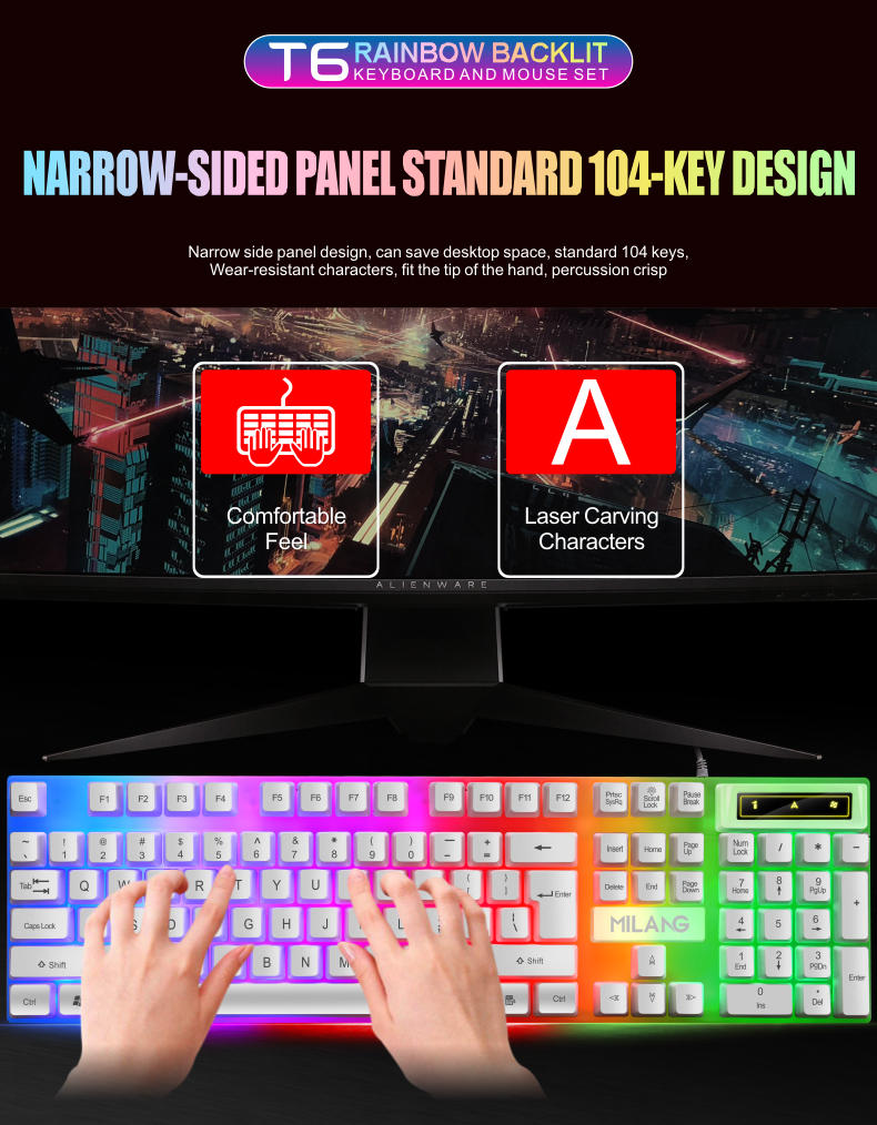 Factory Custom Computer Gaming Keyboard and Mouse Combos with LED ...