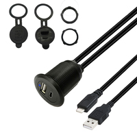 Cable de Extensión Auxiliar USB 2.0 a C Macho a Hembra, Impermeable, con Indicador LED, Montaje Empotrado, Muestra Gratuita