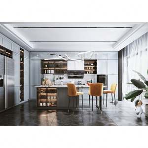 Ensemble d'armoires de cuisine modernes en PVC de style européen vert shaker, personnalisation sur mesure - Product Image 6