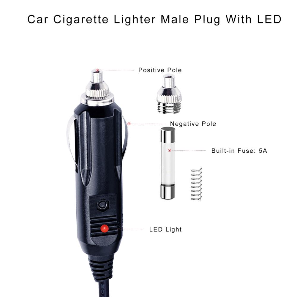 Cigarette Lighter Male Plug with Leads