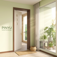 Armoire en bois massif blanc crème à trois portes battantes en verre carré pour chambre à coucher, placard, clinique, unité de porte intérieure