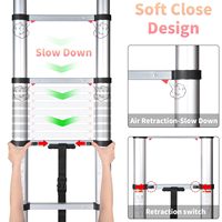 Échelle escamotable en aluminium de 2 m à un bouton avec pieds antidérapants, portable, utilisée comme escalier en aluminium