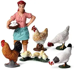 Animal Keeper with Farm Animals Figurines Simulated Farm Realistic Plastic Farmer Feeder Animals Figurines toys