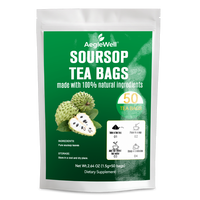 AegleWell Sachets de thé aux feuilles de corossol pur, sans additifs ni arômes artificiels, sachet refermable, boisson à base de plantes bien-être pour le soutien immunitaire