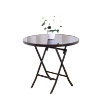 Tables en verre de patio extérieur, moins cher, pliables, jambes rondes en métal, meubles de fête modernes en fer