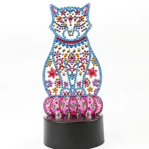 Сделай Сам алмазная живопись акриловый 3D Кот дизайн светодиодный ночник лампа направляющая пластина