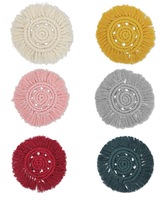 Boho el yapımı makrome dokuma Placemat Coaster Bohemian yuvarlak örgülü içecek bardak püskül ile