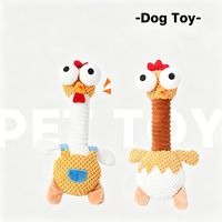 Jouet en peluche poulet de dessin animé personnalisé OEM avec de grands yeux et couineur pour la vente en gros d'articles pour animaux de compagnie