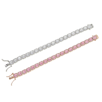 Hochwertiges Saphirblau CZ Cluster Perlen Armband für Frauen Vergoldetes Ice Out Bling für Geschenk oder Verlobung