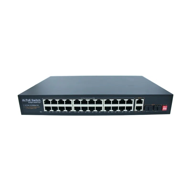 24 Port PoE Ethernet Switch with 2 Uplink RJ45 Ports 2 Gigabit SFP Network Switch for IP Camera and Wireless AP