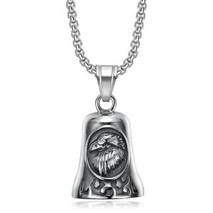 Collier avec pendentif cloche en acier inoxydable avec motif d'aigle pour homme, bijoux cadeau - Product Image 5