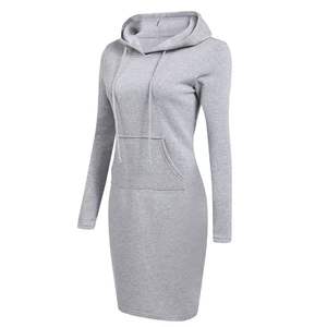 Spring Fashion Solid Color Pocketst Breathable Hoodie <b>Dress</b> Slim <b>Womens</b> Tracksuit Casual <b>Sweatshirt</b> Polyester/Cotton - Product Image 3